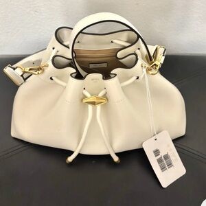 New Authentic Jimmy Choo Leather purse, Latte Color with Gold Accents